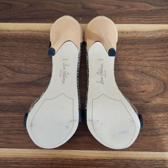 Sam Edelman Eleanor Heel Women 8.5 Ankle Strap Snakeskin Tan Leather Buckle Shoe - Picture 9 of 11